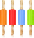 4 Pack Mini Rolling Pin for Kids, 9 Inch Wooden Handle Rolling Pin Non-Stick by Faxco