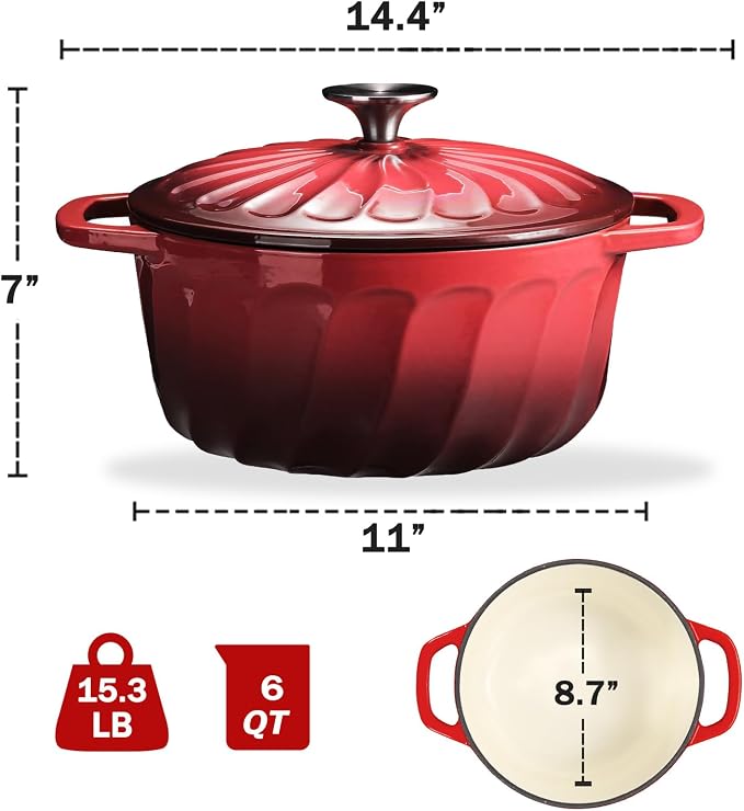 6 QT Enameled Cast Iron Dutch Oven - Image 2