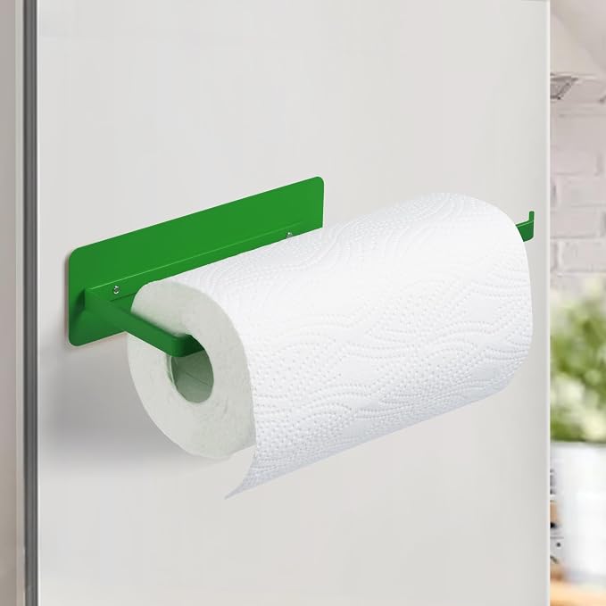 Magnetic Paper Towel Holder for Fridge Green, Heavy Duty Strong Magnet Backing by EASTTOWEST