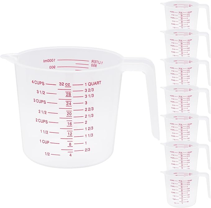 8 Pcs 4 Cup Capacity Plastic Measuring Cup, 32 Oz/1000 ml Clear Graduated by Unknown