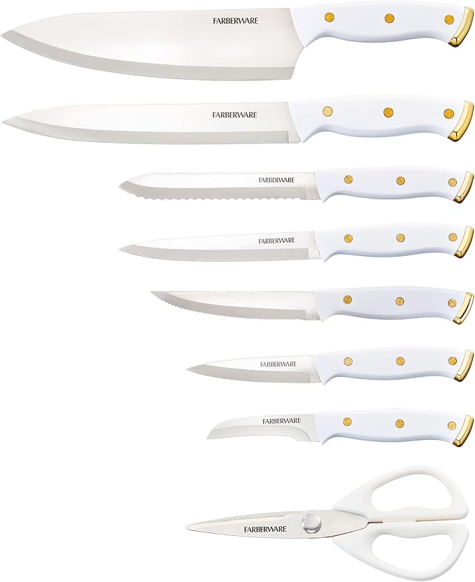 Farberware 14-Piece Knife Block Set, High-Carbon Stainless Steel, Triple-Riveted - Image 2