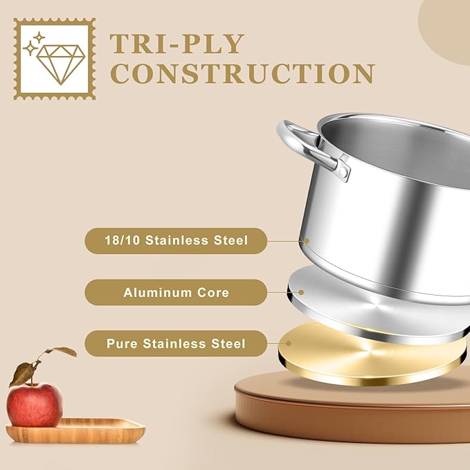 Leonyo Small Stock Pot, 4 Quart StockPot - Image 3