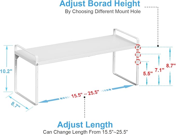 15.5 to 25.5 Inch Kitchen Cabinet Shelf Organizers, Adjustable Kitchen Counter - Image 2