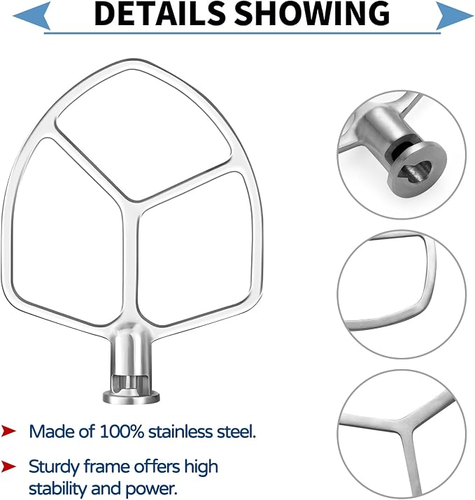Stainless Steel Flat Beater Attachment Compatible - Image 2