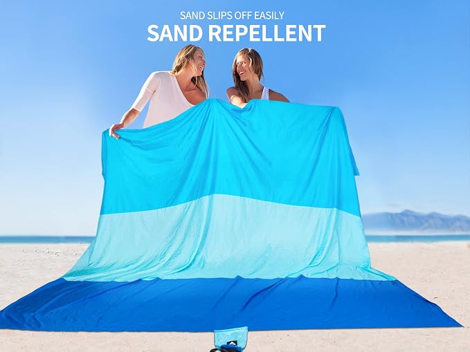 WIWIGO Beach Blanket Waterproof Sandproof Beach Mat 79" X 83"/10'x9'for 2-8 - Image 4