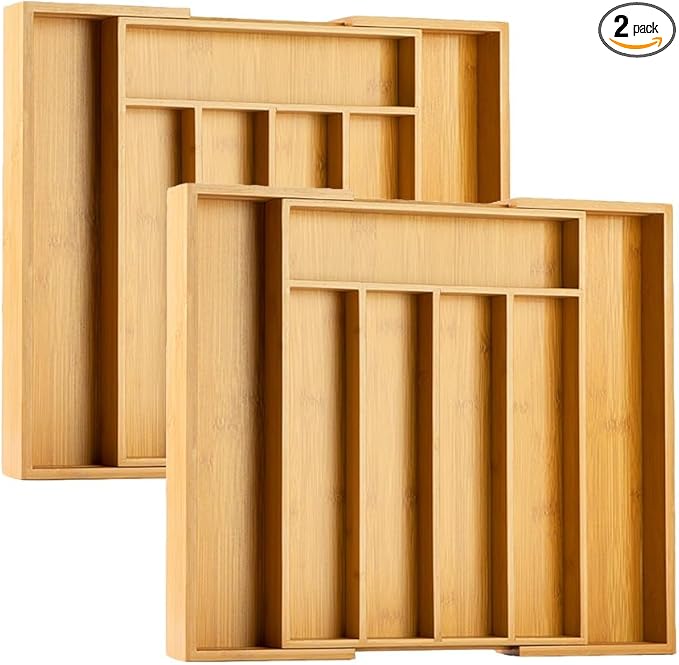 Kitchen Silverware Drawer Organizer and Storage Flatware Cutlery Utensil Holder by Bellsal