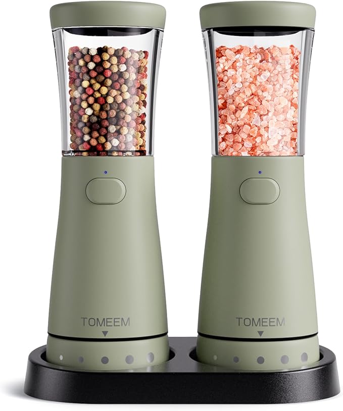 Electric Salt and Pepper Grinder Set by Tomeem
