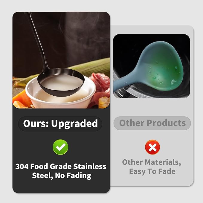 Newness Soup Ladle, Durable 304 Stainless Steel Soup Spoon - Image 2