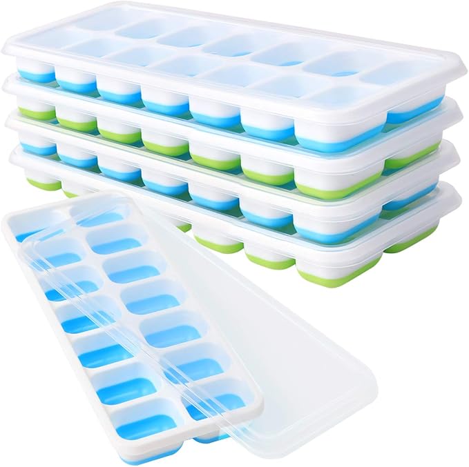 Ice Cube Tray with Lids BPA Free, 4 Pack by Select4U