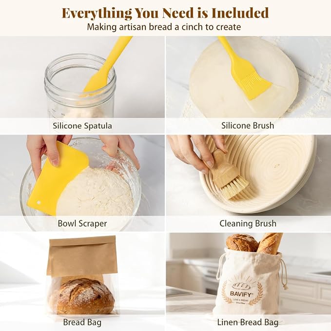 Sourdough Starter Kit, Banneton Bread Proofing Baskets Set, Sourdough Bread - Image 5