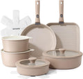 SENSARTE 17 Piece Ceramic Pots and Pans Set, Nonstick Detachable Handle Cookware by SENSARTE