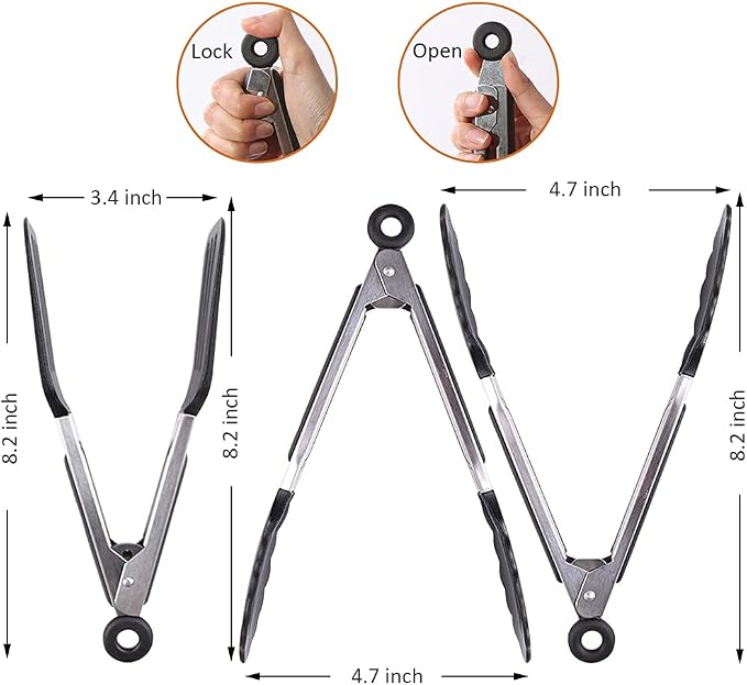 Mini Silicone Serving Tongs Set of 3, Small Kitchen Tongs - Image 2