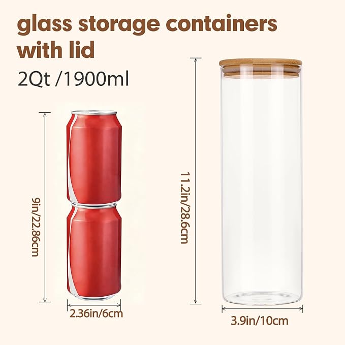 Moretoes 3 Pack 2qt Round Glass Storage Containers - Image 2