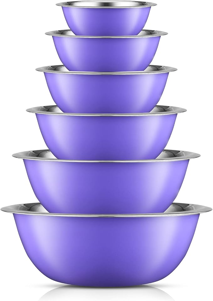 JoyJolt Stainless Steel Mixing Bowl Set of 6-5qt to 0.5qt Nesting Bowls by JoyJolt