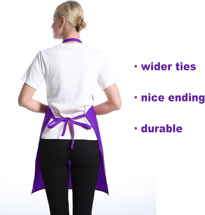 12 Pcs Purple Bib Bulk Aprons for Women Men Adult Girls Unisex - Image 4