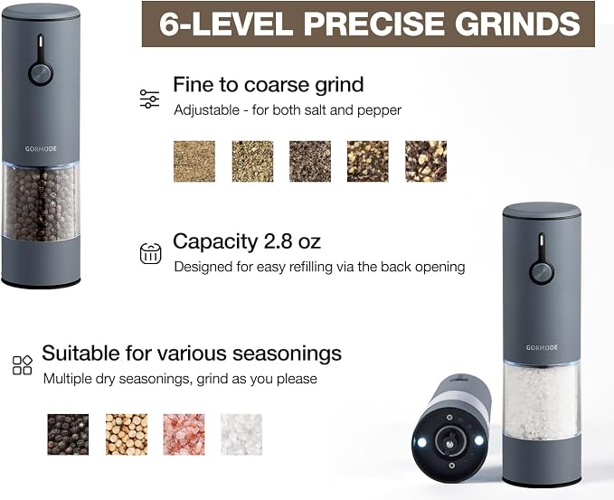 Stainless Steel Electric Salt and Pepper Grinder Set - Image 3