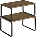 HOOBRO Cabinet Organizer Shelf, Expandable Kitchen Storage, Stackable Bamboo by HOOBRO