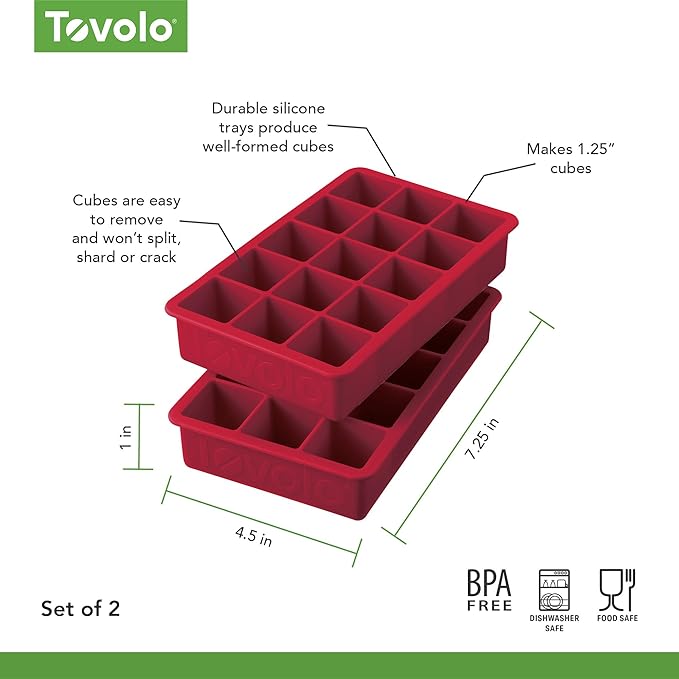 Tovolo Silicone Ice Cube Tray Cayenne Red Pack of 2 BPA Free Ice Tray Mold - Image 6