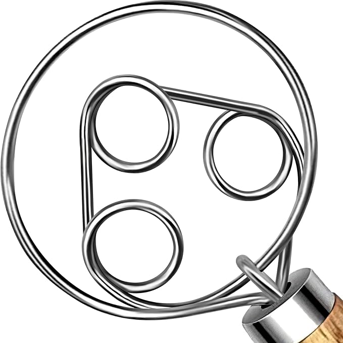 TEEVEA Danish Dough Whisk for Bread Sourdough, Wooden Handle & Stainless Steel by TEEVEA