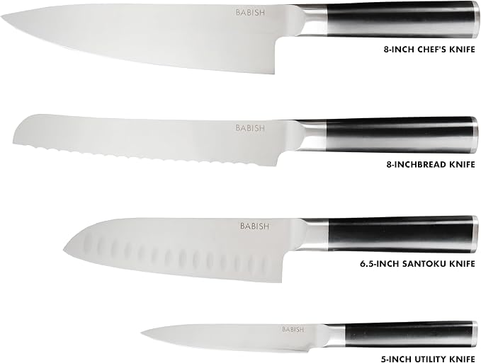 Babish 5-Piece Magnetic Forged Kitchen Knife Block Set – 1.4116 German Steel - Image 3