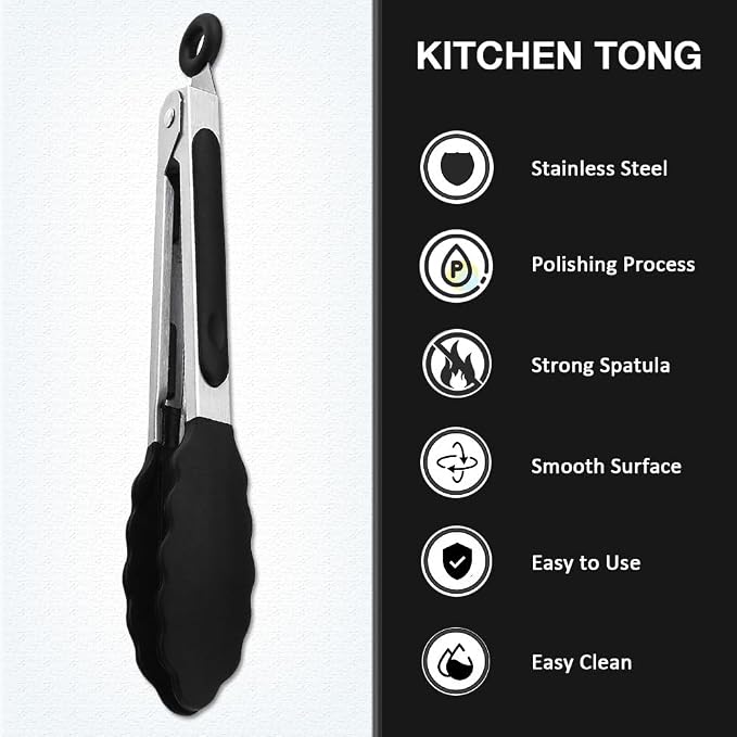 Mini Silicone Serving Tongs Set of 3, Small Kitchen Tongs - Image 3