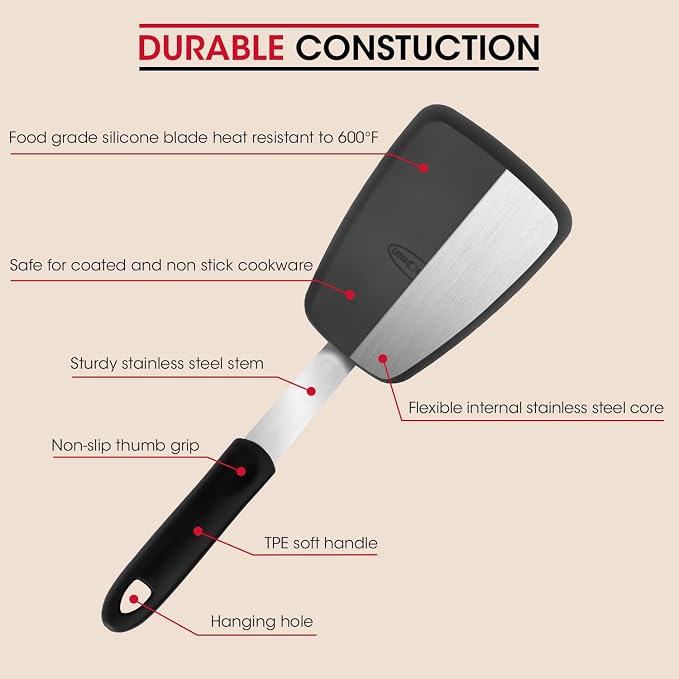 Unicook Flexible Silicone Spatula, 600F Heat Resistant, Crepes and More - Image 3
