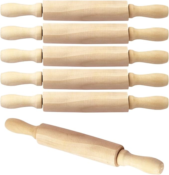 BILLIOTEAM 6 Pack 8 Inch Mini Wood Rolling Pin, Small Wooden Rollers by Unknown
