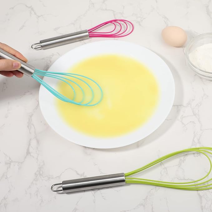 Webake Silicone Flat Whisk Set of 3, Heat Resistant Kitchen Whisks - Image 6