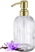 Gold Refillable Glass Kitchen Soap Dispenser, 16oz Bathroom Soap Dispenser by LEETCPHOME