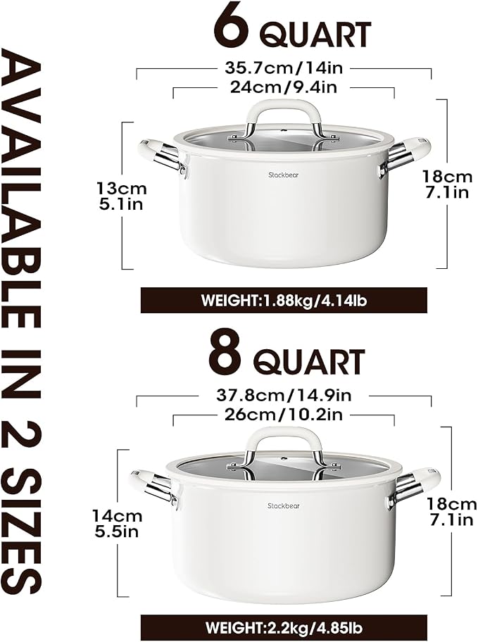 Stockpot 8 Quart, Tri-Ply 18/10 Stainless Steel Stock Pot - Image 2