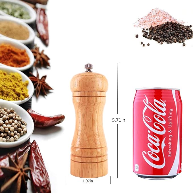 Salt and Pepper Grinders Set, Ouktor Manual Wooden Salt and Pepper Mills Shakers - Image 6