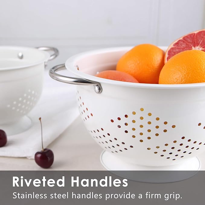 Rorence Powder Coated Steel Colanders: 1.5 Quart 3 Quart & 5 Quart Set of 3 - Image 3
