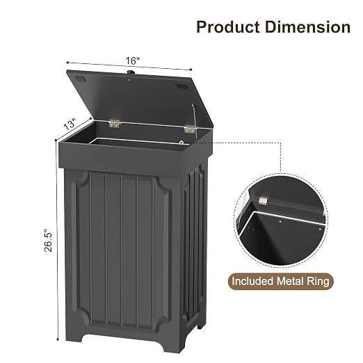Povrgive Wood Trash Can Cabinet, 13 Gallon Hidden Kitchen Garbage Can - Image 2