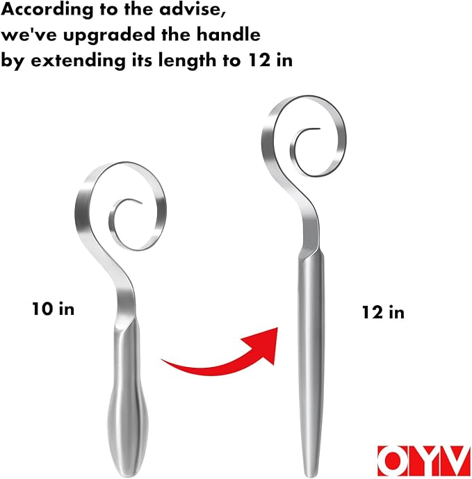 OYV 12" Seamless Dough Whisk, 18/10 Stainless Steel Bread Whisk, Danish Whisk - Image 2