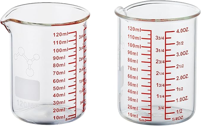 High Borosilicate Glass Measuring Cup-V-Shaped Spout, 120ml Glass Measuring by AckersBORO33