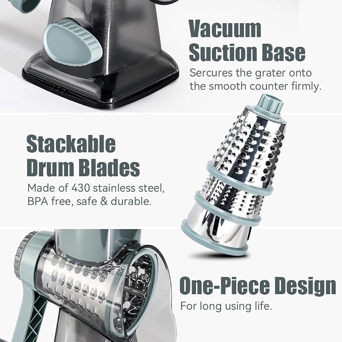 KEOUKE Rotary Cheese Grater Hand Crank Transparent - Image 5