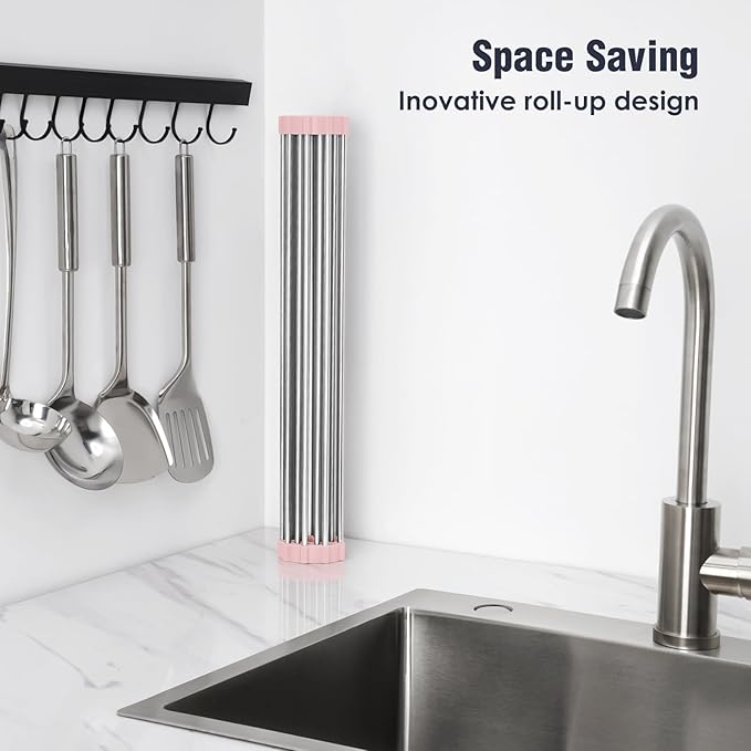 Tomorotec 21" x 15.5" Roll Up Dish Drying Rack Over Sink Drying Rack Sink Cover - Image 3