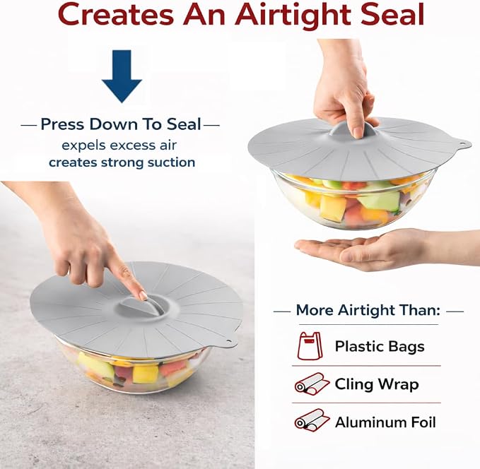 HIC Kitchen Cooking and Storage Lids, High-Heat Silicone - Image 4