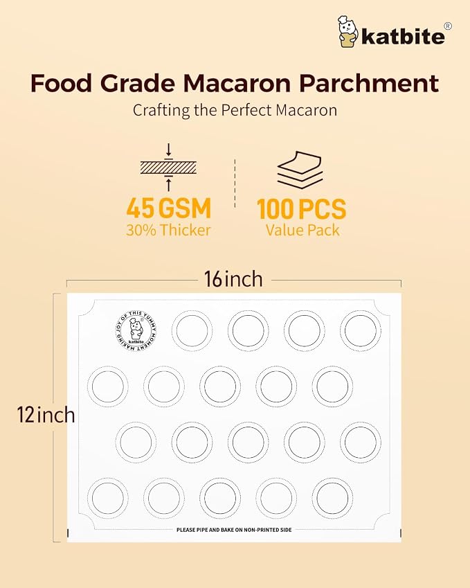 Katbite 100 Macaron Parchment Sheets Template Baking, Cookie Parchment - Image 2