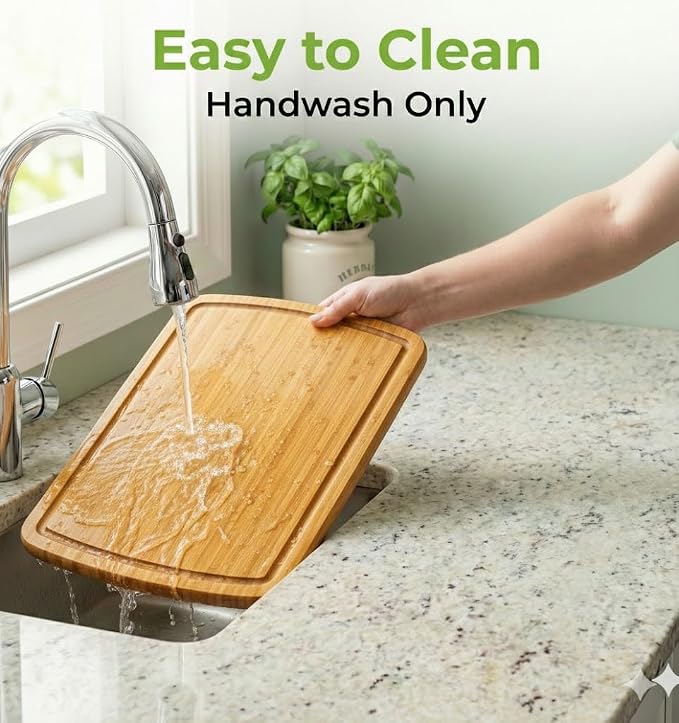 GREENER CHEF 18 Inch Extra Large Bamboo Cutting Board - Image 6
