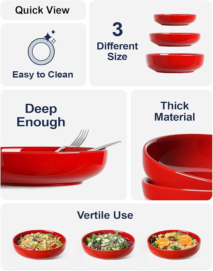 LE TAUCI Pasta Bowls 45 oz, Salad Bowls Set - Image 4