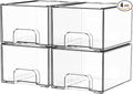 Yieach 4 Pack Clear Stackable Storage Drawers, 4.4'' Tall Acrylic Drawer by Yieach