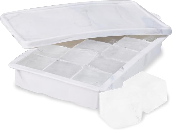 Host Ice Cube Tray with Lid, Makes 15 1.25" Cubes, Durable Silicone Trays by HOST