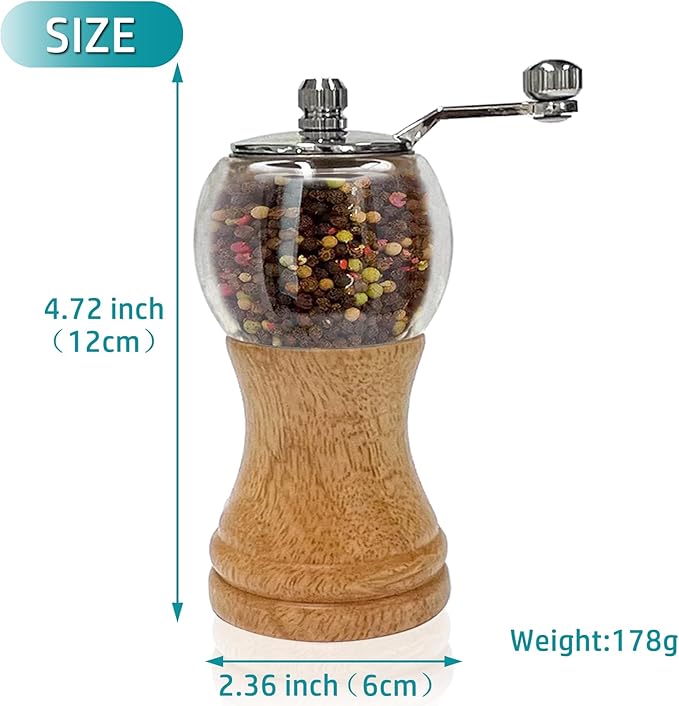 Salt and Pepper Grinder Set Manual Pepper Mill Set Classical Hand Shake Wooden - Image 2