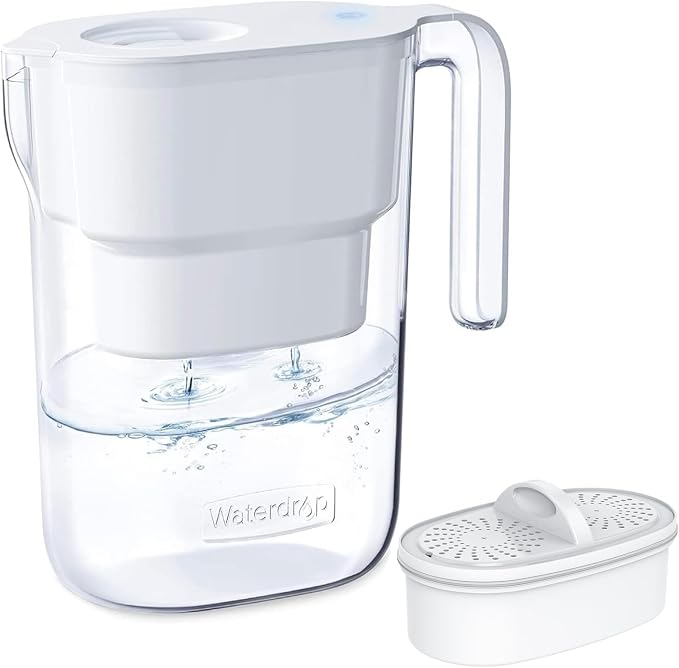 Waterdrop PT-05W Water Filter Pitcher, 7-Cup Capacity, NSF Certified, 5X Longer by Waterdrop