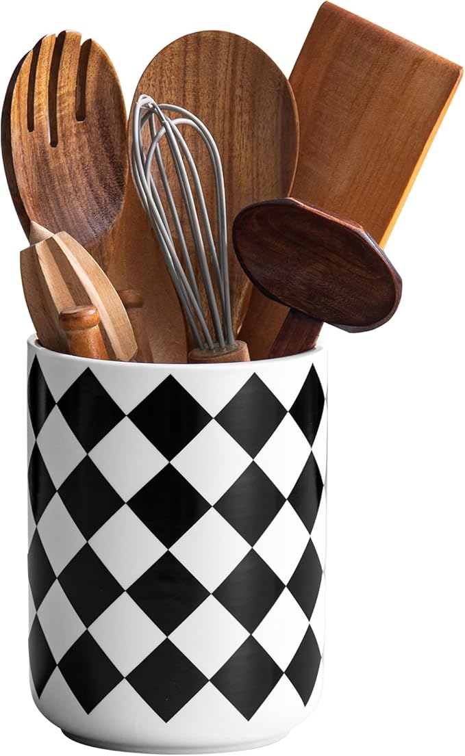 Kitchen Utensil Holder for Countertop， 6.4" Ceramic Utensil Holder Deep and by Unknown