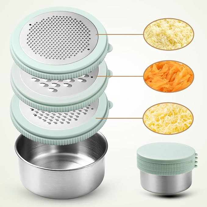 Cheese Grater with Container & Lid, Handheld Grater Bowl by Roczipeng