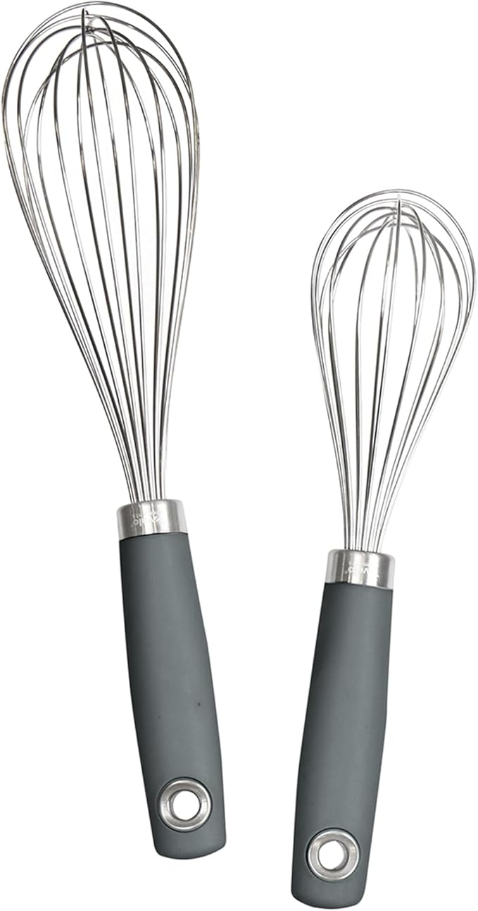 Tovolo Wire Whisk Set of 2 for Baking Cooking Mixing Whisking, Charcoal Gray by Tovolo