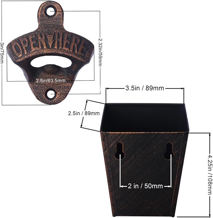 Antique Copper Cast Iron Beer Bottle Opener Wall Mounted Soda Drink Bottle Top - Image 5