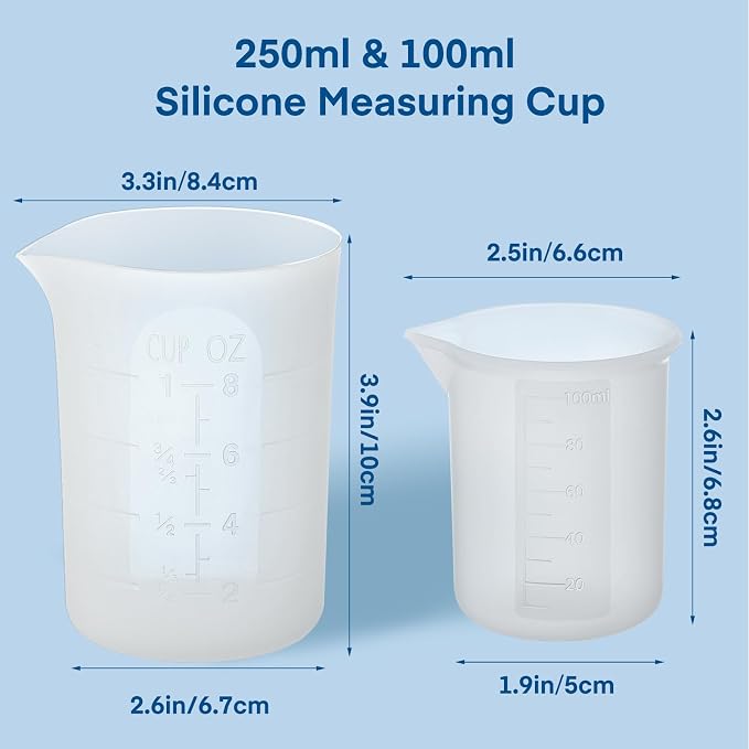 Gartful 250ml & 100ml Silicone Measuring Cups, Silicone Mixing Cups - Image 2